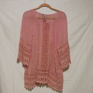 Johnny Was Blush Lace Detail Tunic